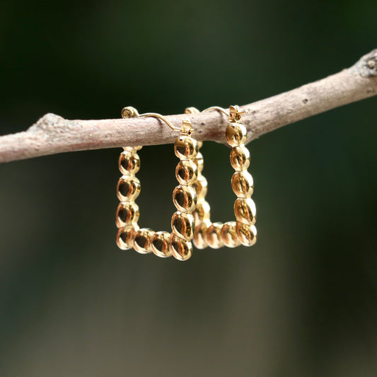 Gold Plated Anti Tarnish Square Hoop Earrings