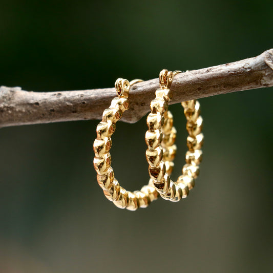 Gold Plated Anti Tarnish Round Hoop Earrings