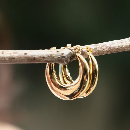 Gold Plated Anti Tarnish Vintage Hoop Earrings