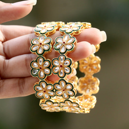 Raj Kumari Kundan Ad Stone Bangles