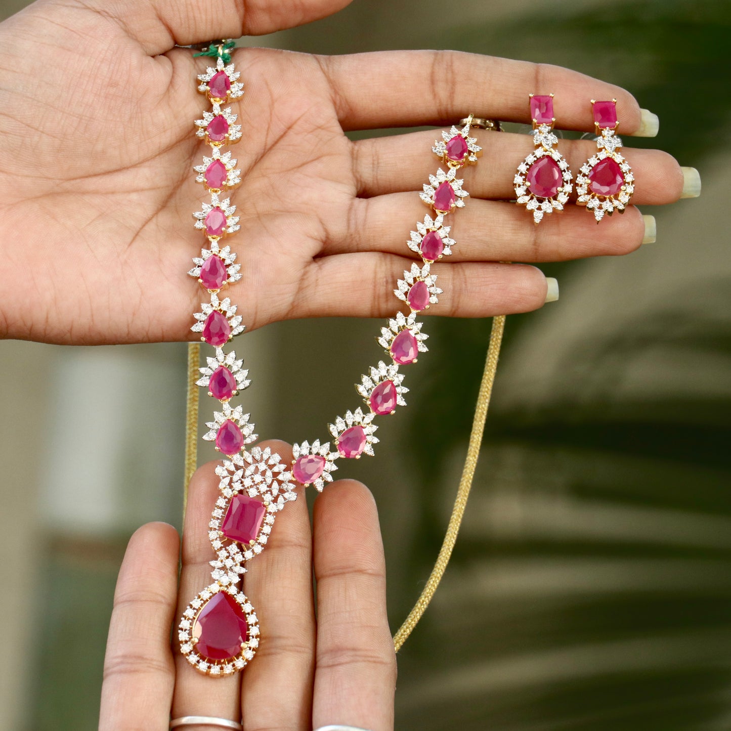 Rachana AD Stone Necklace With Earrings