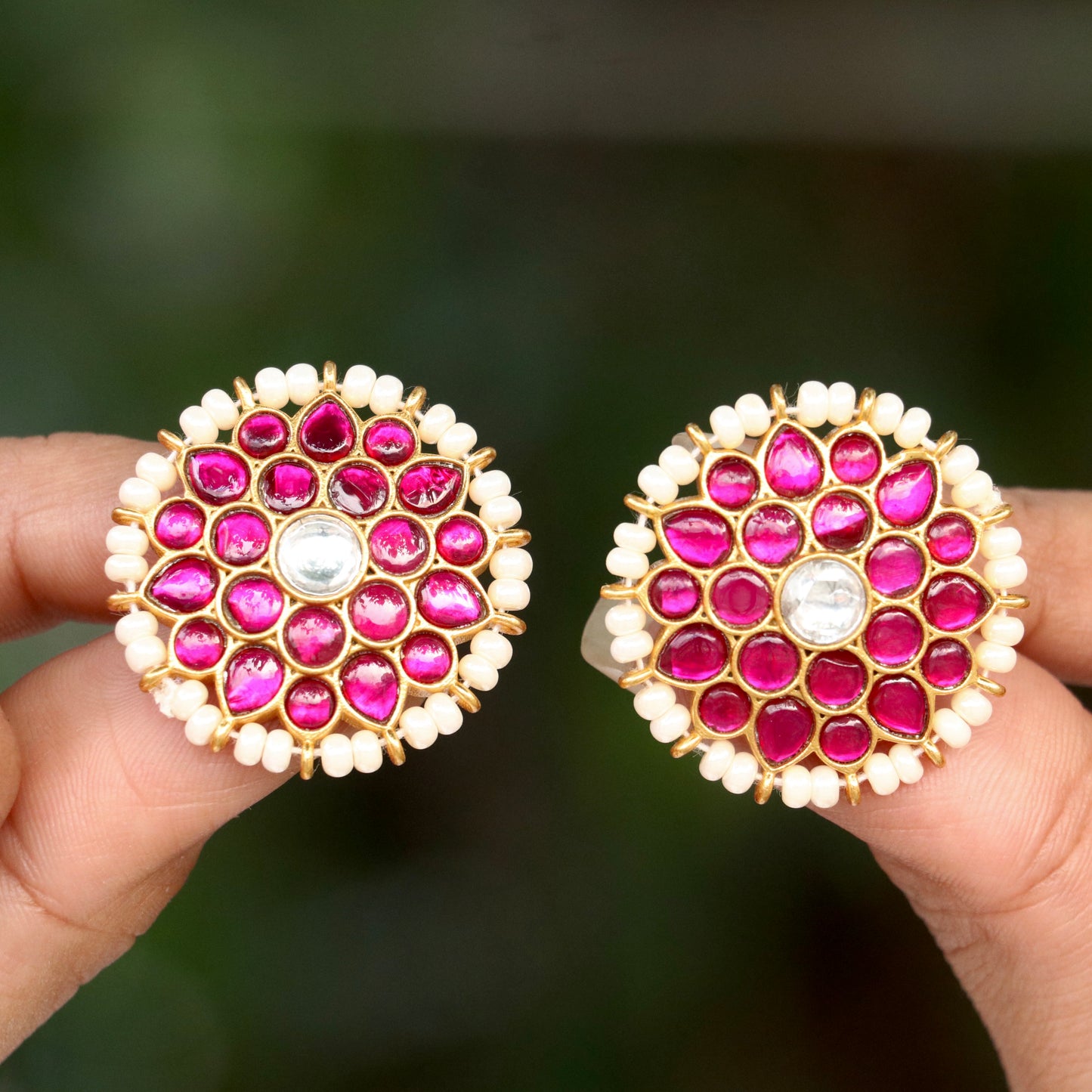 Sharvya Round Jadau Kundan Ear Studs