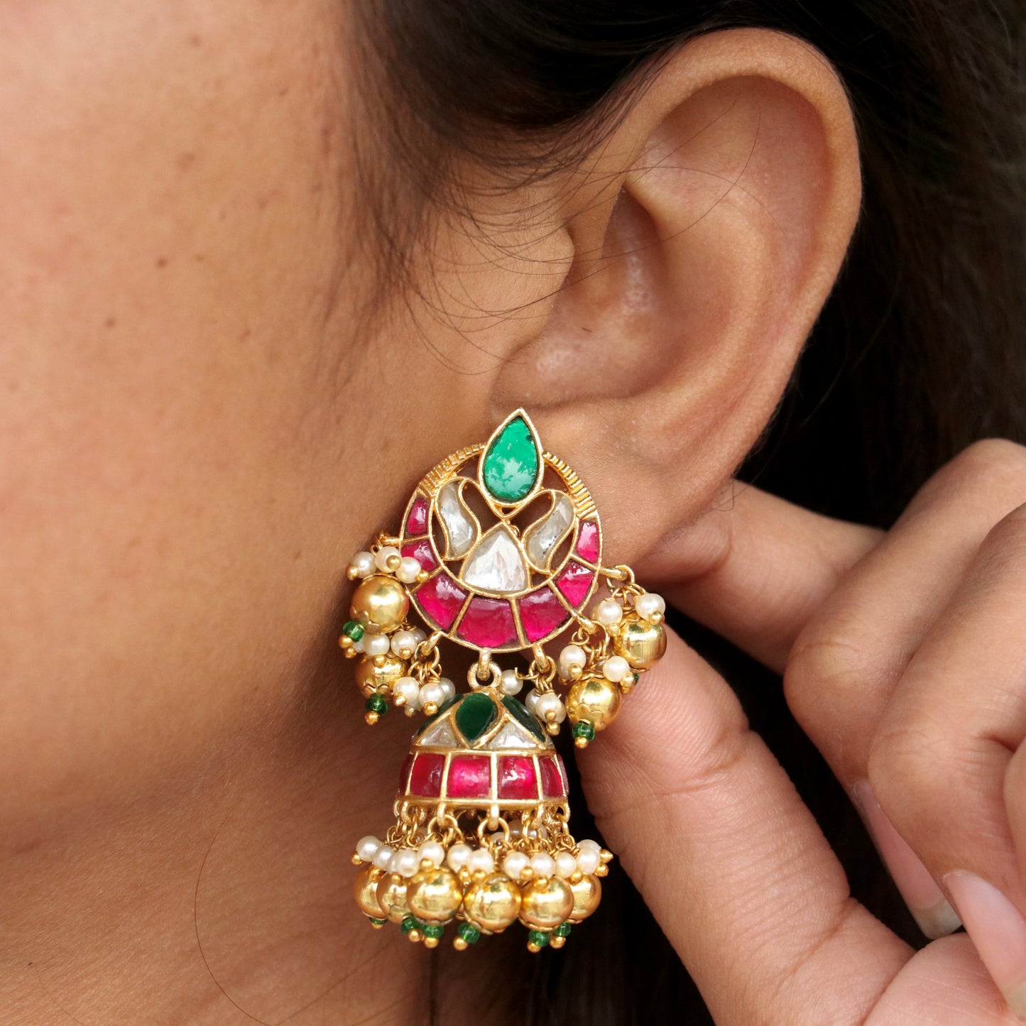 Sona Jadau Kundan Jhumkas