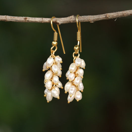 Meera Hoop Rice Pearl Earrings