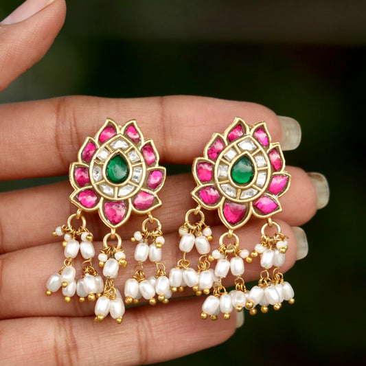 Ira Lotus Pearl Hanging Ear Studs