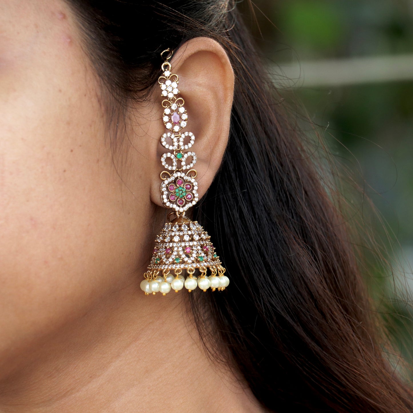 Vruksha Alankaar Ear-Chain Jhumkas