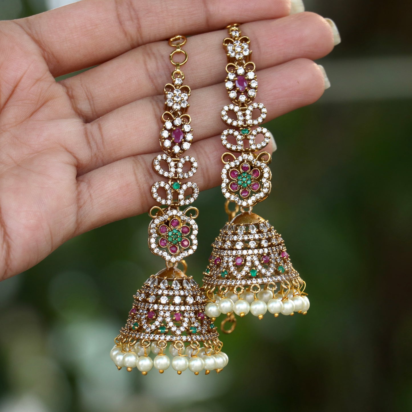 Vruksha Alankaar Ear-Chain Jhumkas