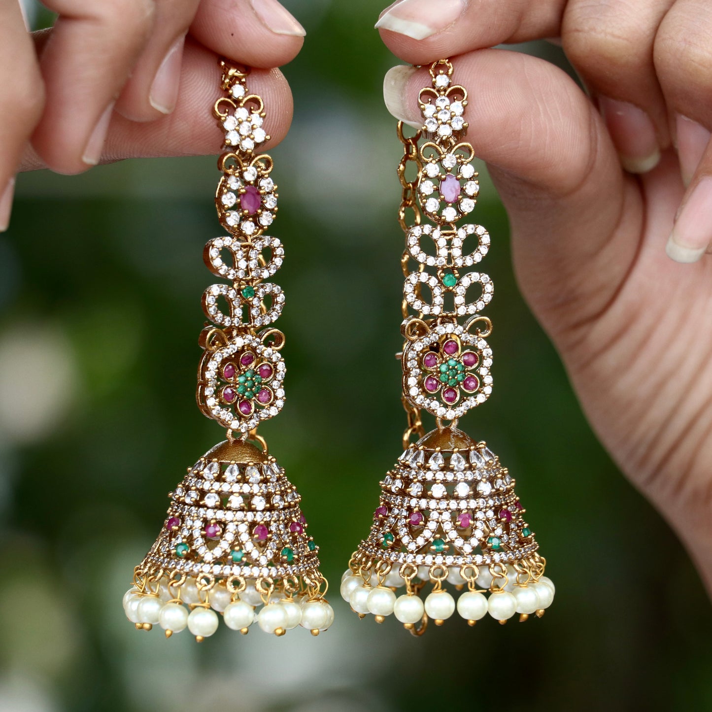 Vruksha Alankaar Ear-Chain Jhumkas