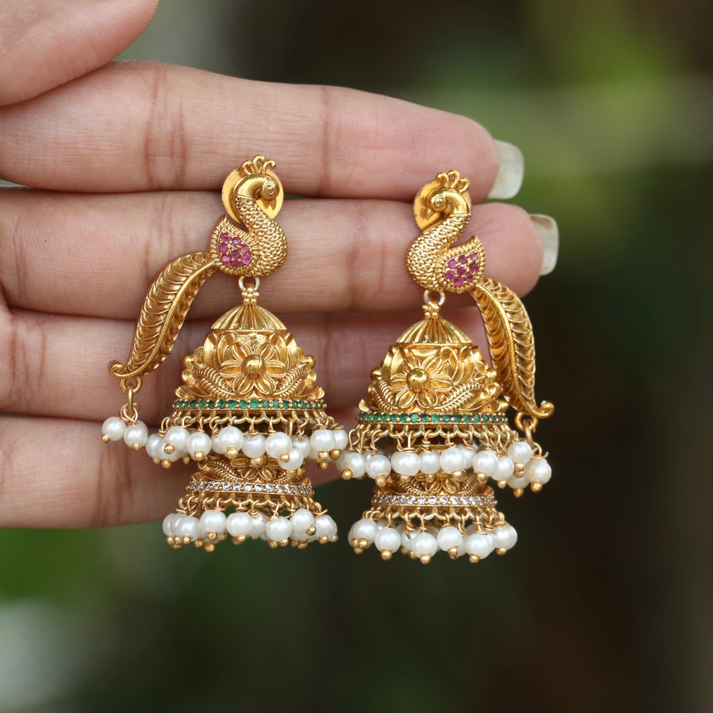 Vriksha Mayura Jhumkas