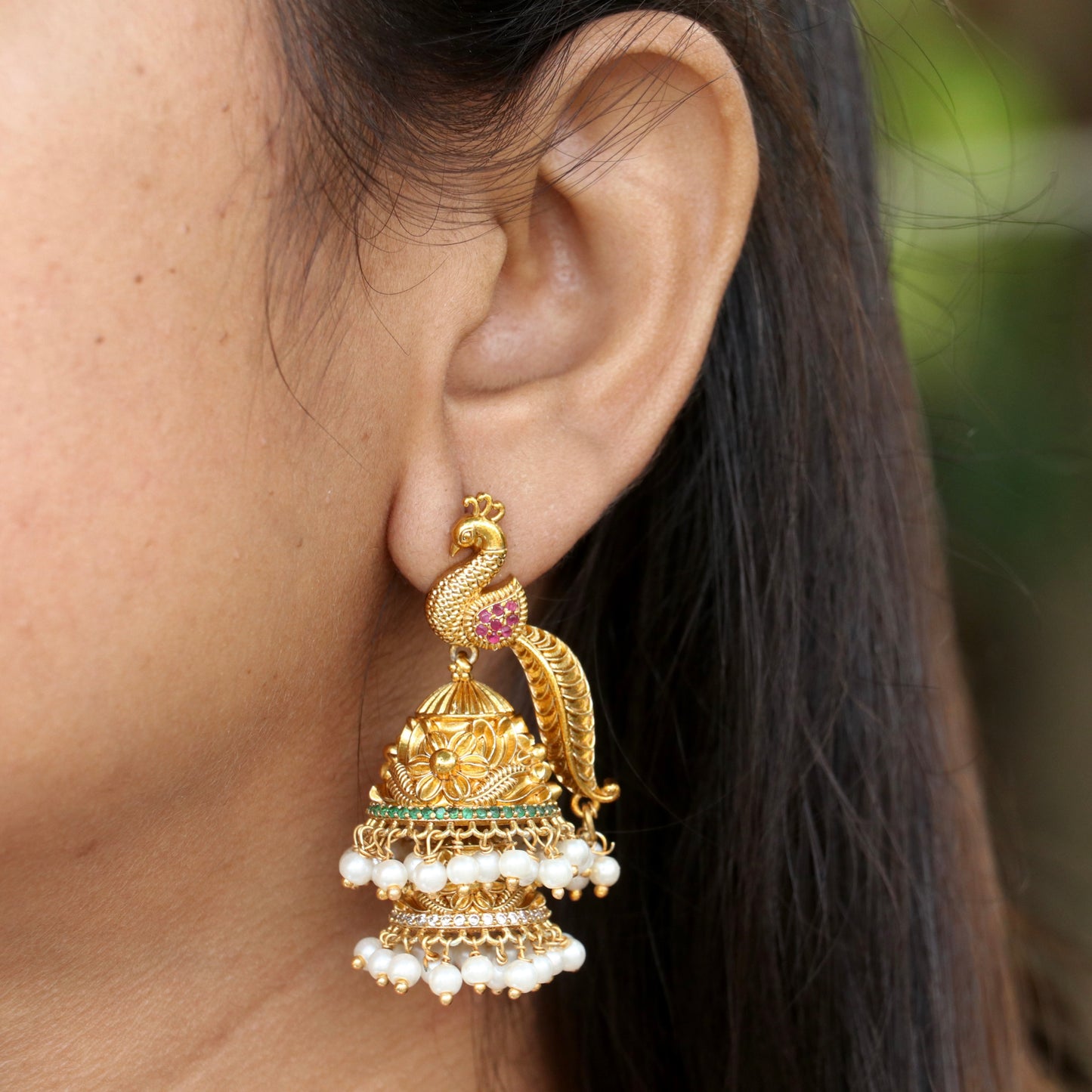 Vriksha Mayura Jhumkas