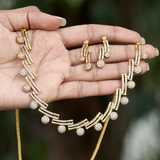 Charm Gold AD Stylish Necklace