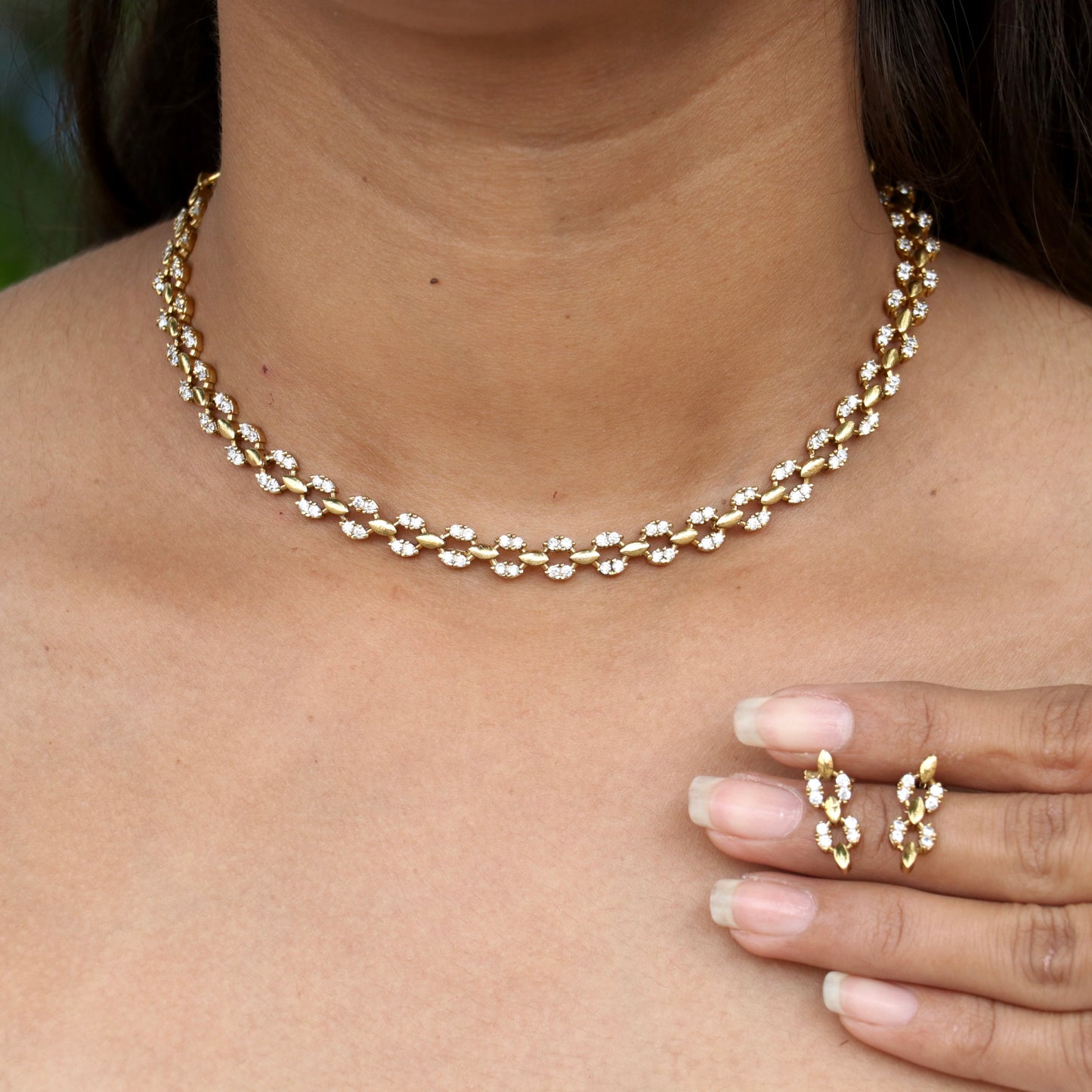 Stylish Gold Finish AD Necklace