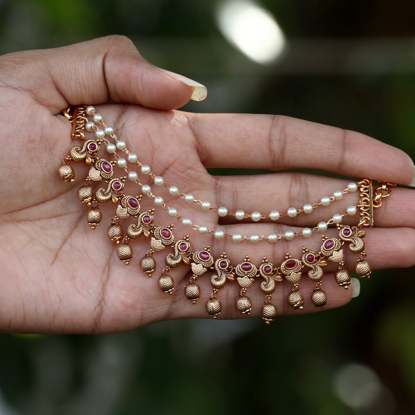 Tarini Matte Gold Back Ear-Chain