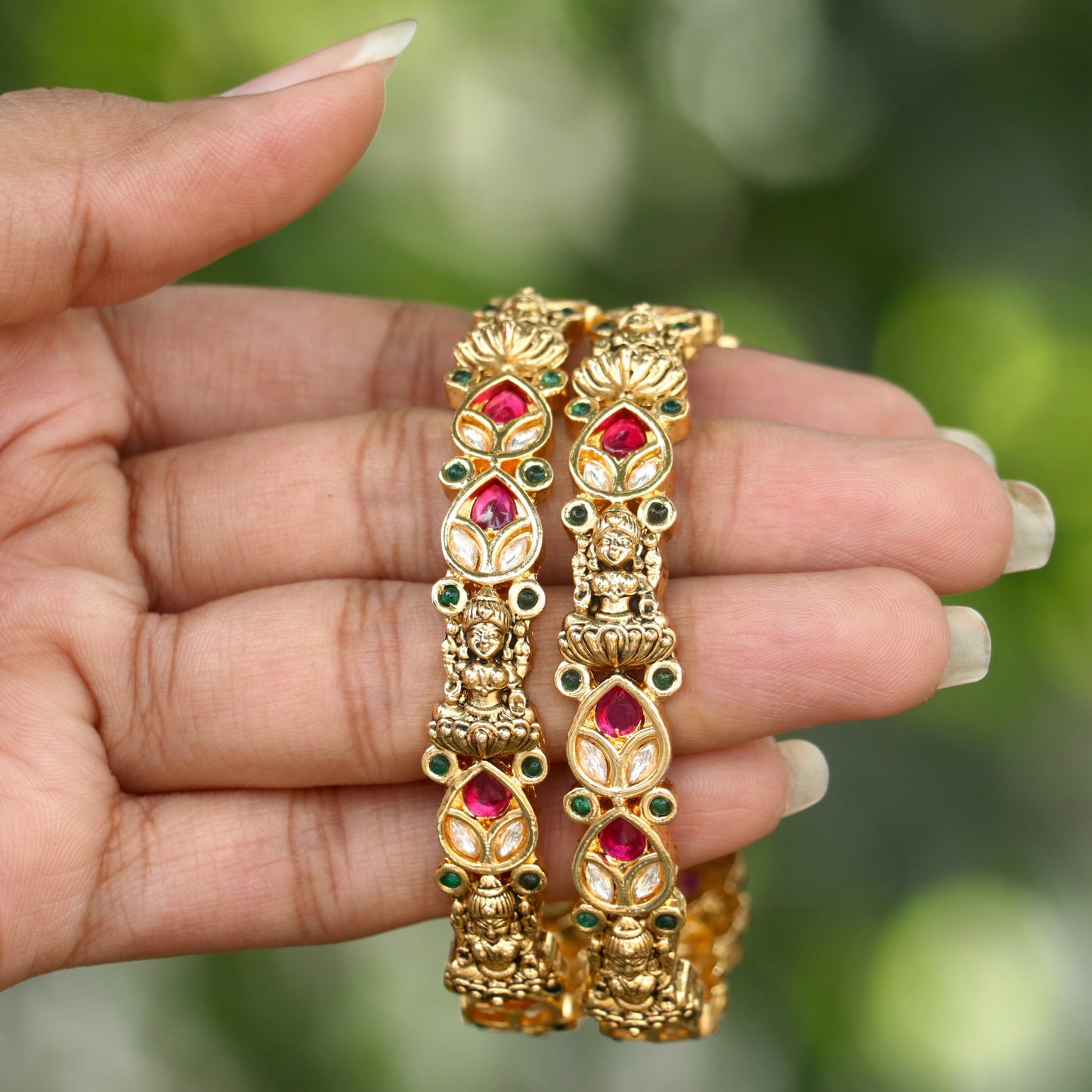 Ruby Gold Finish Bangles