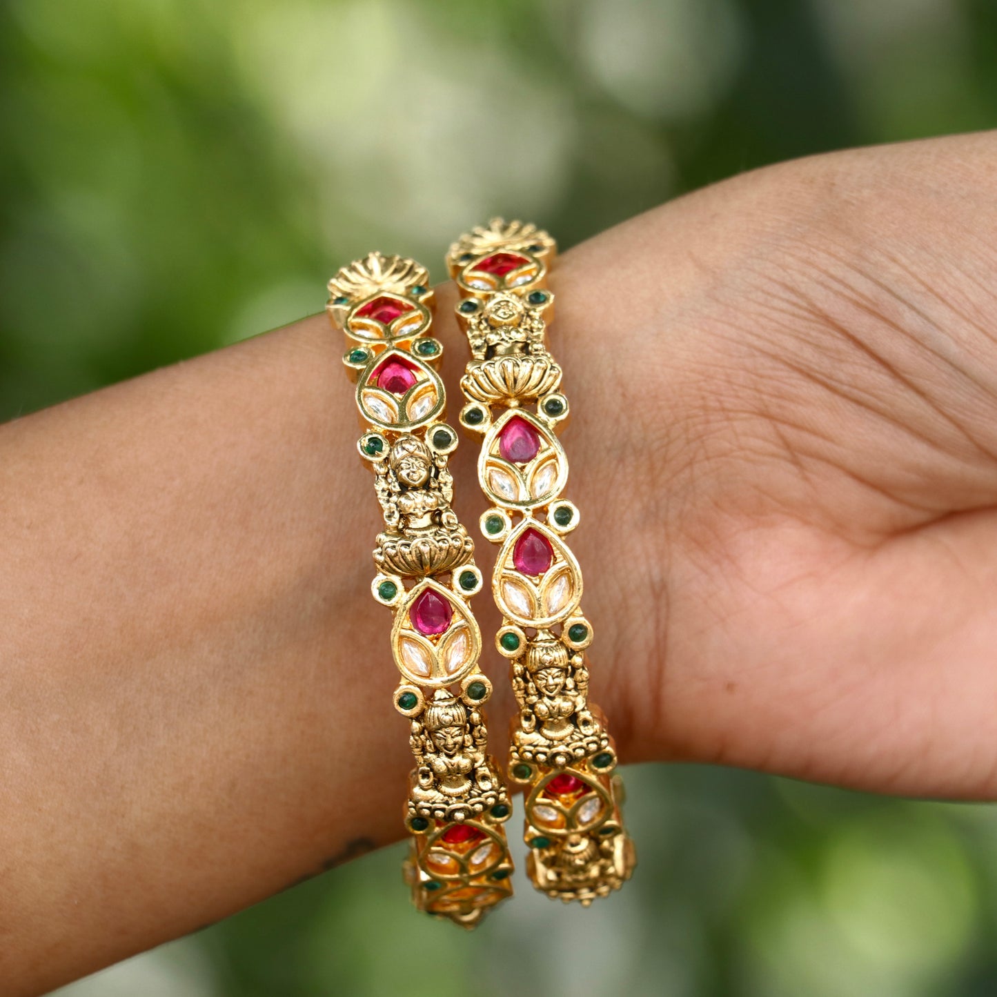 Ruby Gold Finish Bangles