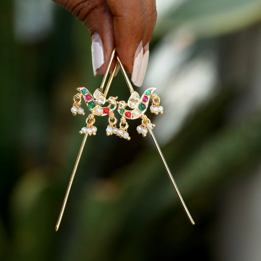 Kundan Peacock Earcuff