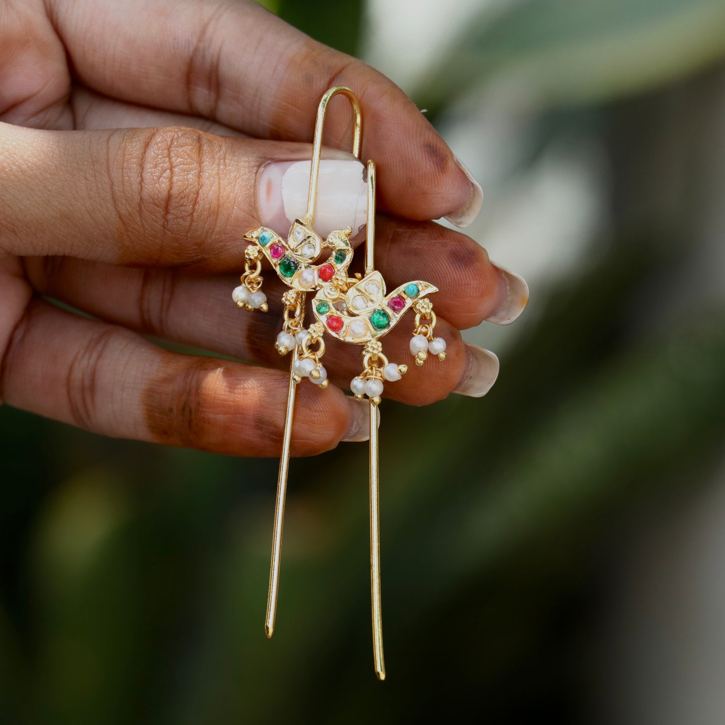 Kundan Peacock Earcuff