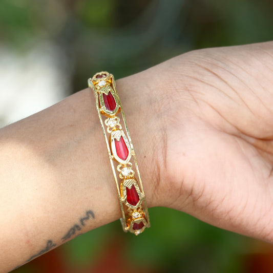 Traditional Full Ruby-Red Attigai Bangles