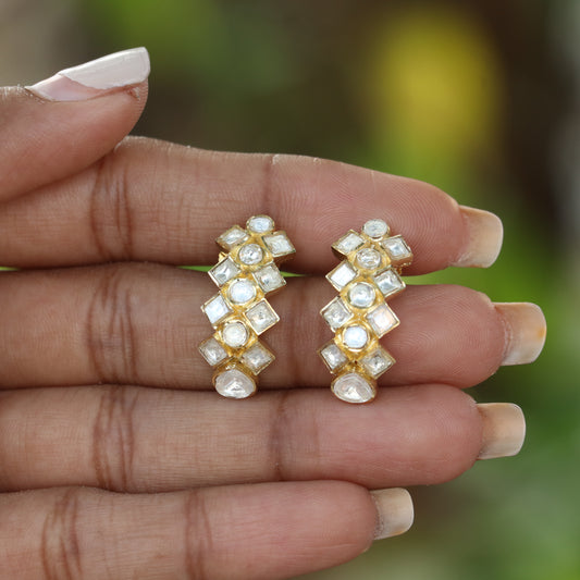 Jadau Kundan Hoop Style Earrings - Colors Available
