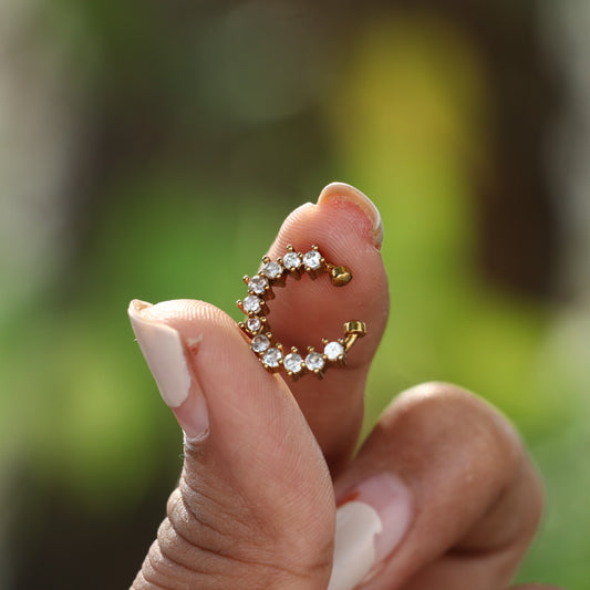 Simple White Stone Light Weight Nose Ring