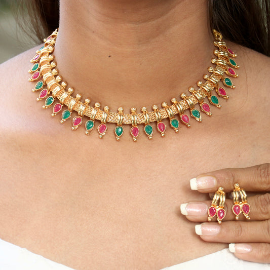 Spike Designer Antique Gold Necklace