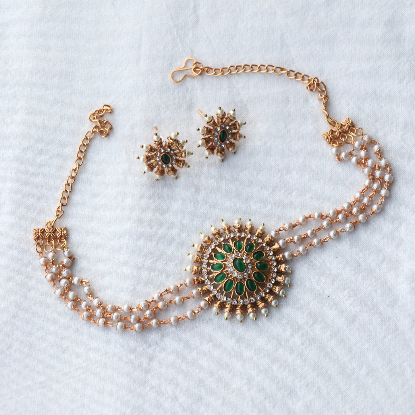 Green Chakra Pearl Choker Set