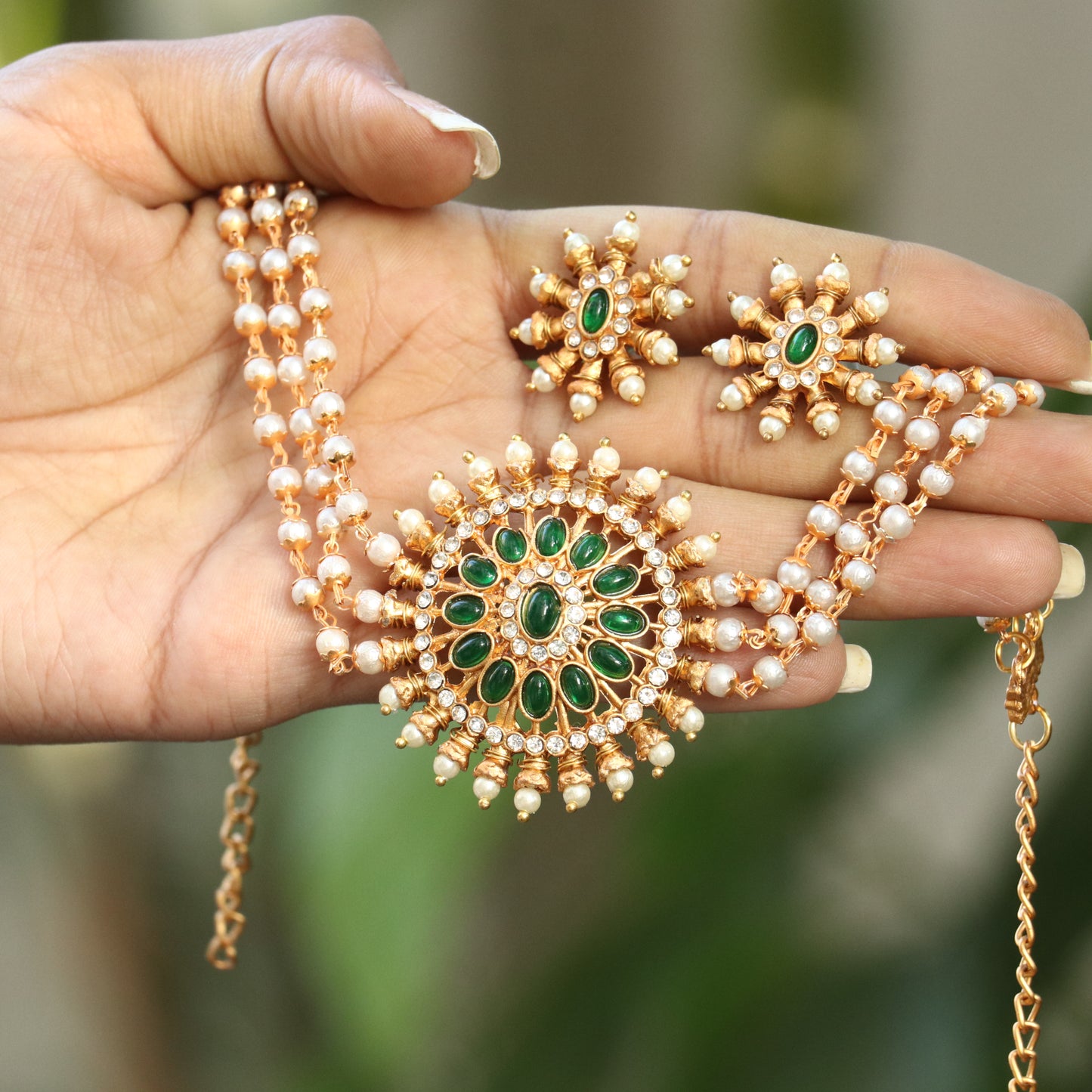 Green Chakra Pearl Choker Set