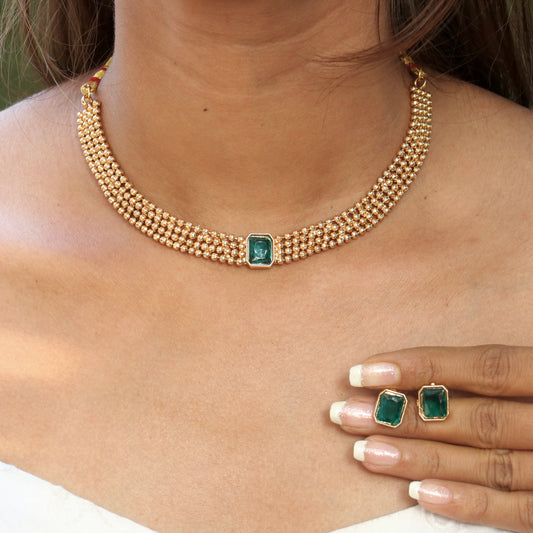 Veda Chain Choker Set With Earrings