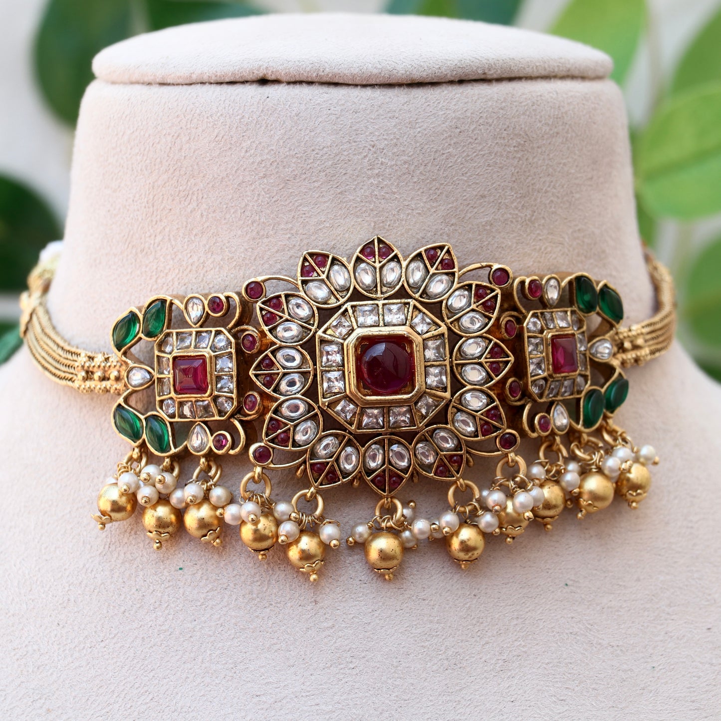 Multi-Color Kundan Stone Choker Set
