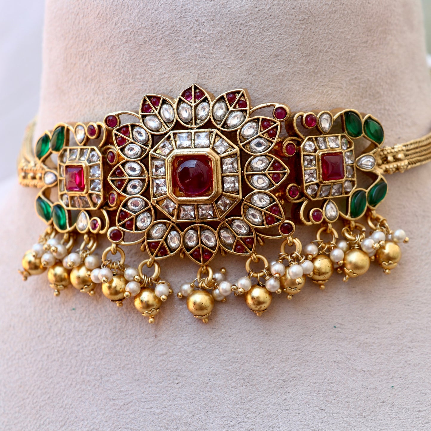 Multi-Color Kundan Stone Choker Set