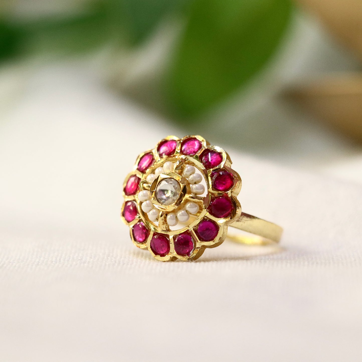 Jadau Kundan Stone Finger Ring - Available in Ruby / Green