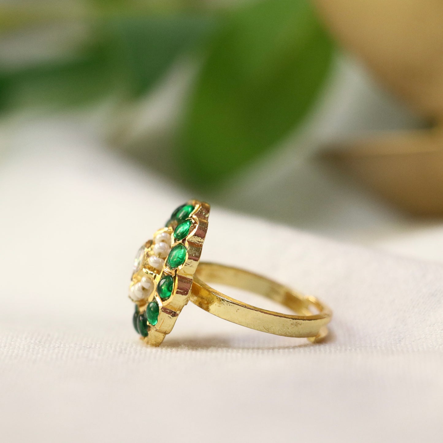 Jadau Kundan Stone Finger Ring - Available in Ruby / Green