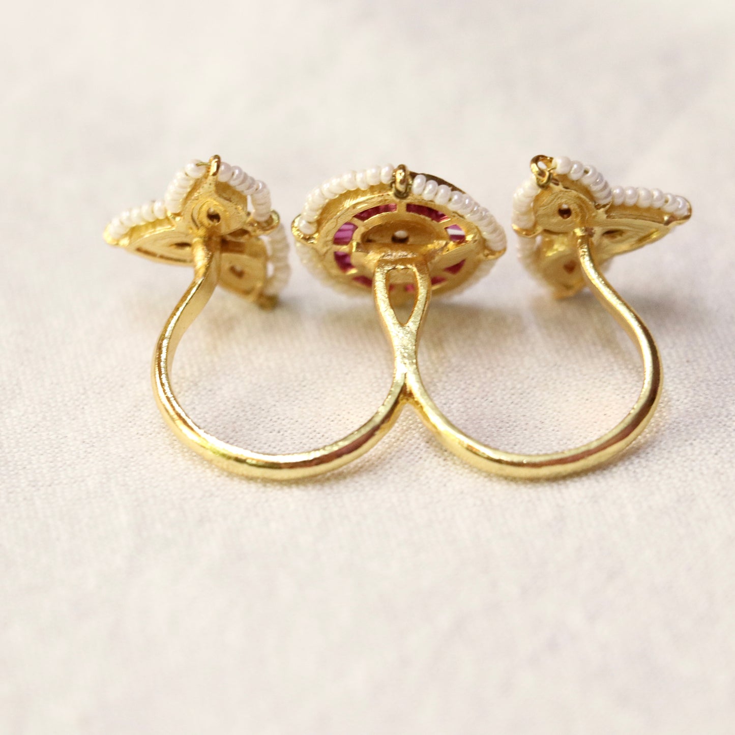Kritika 3 Finger Polki Gold Statement Ring