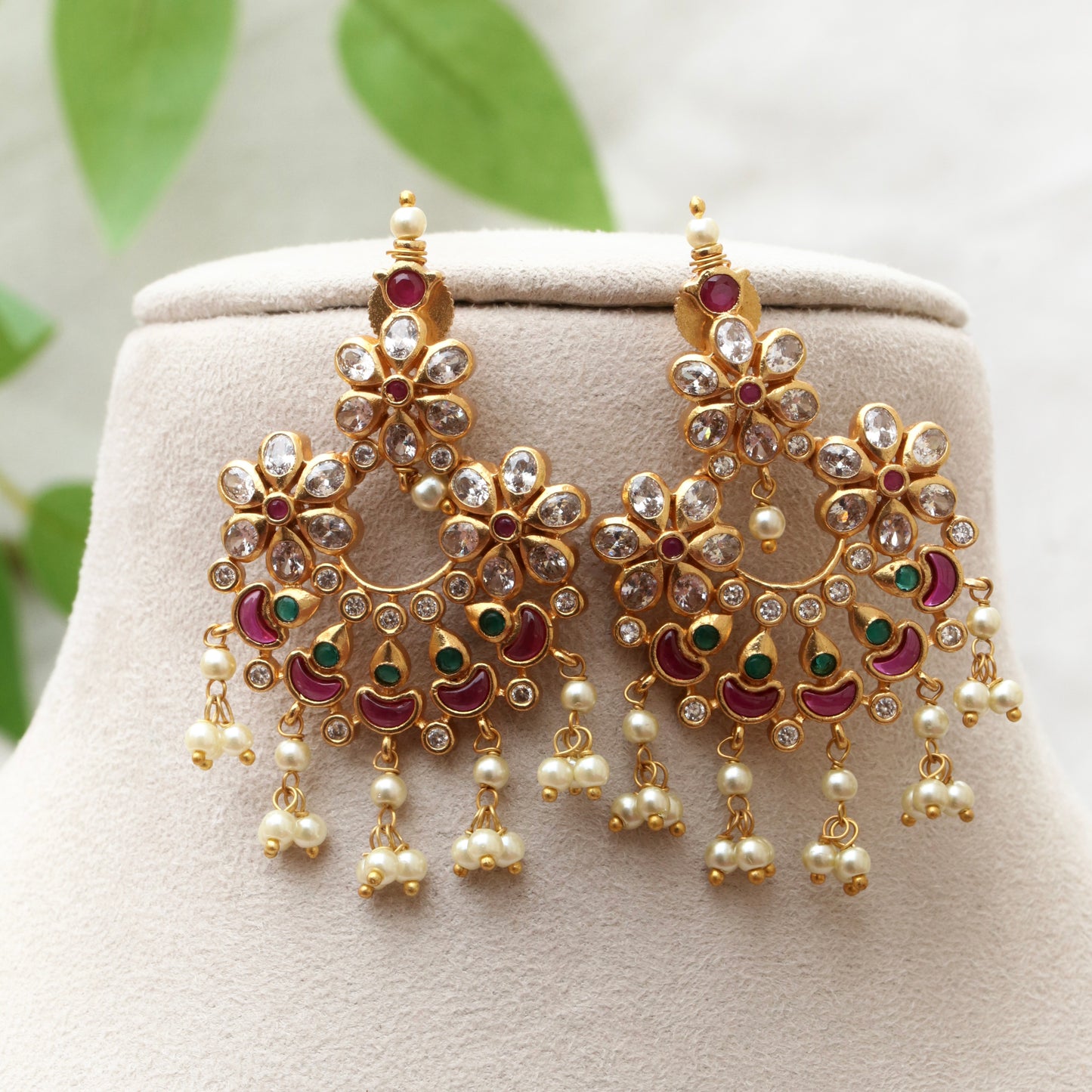 Ad Stone Bridal Guttapusallu Necklace Combo Set / Short / Long Set