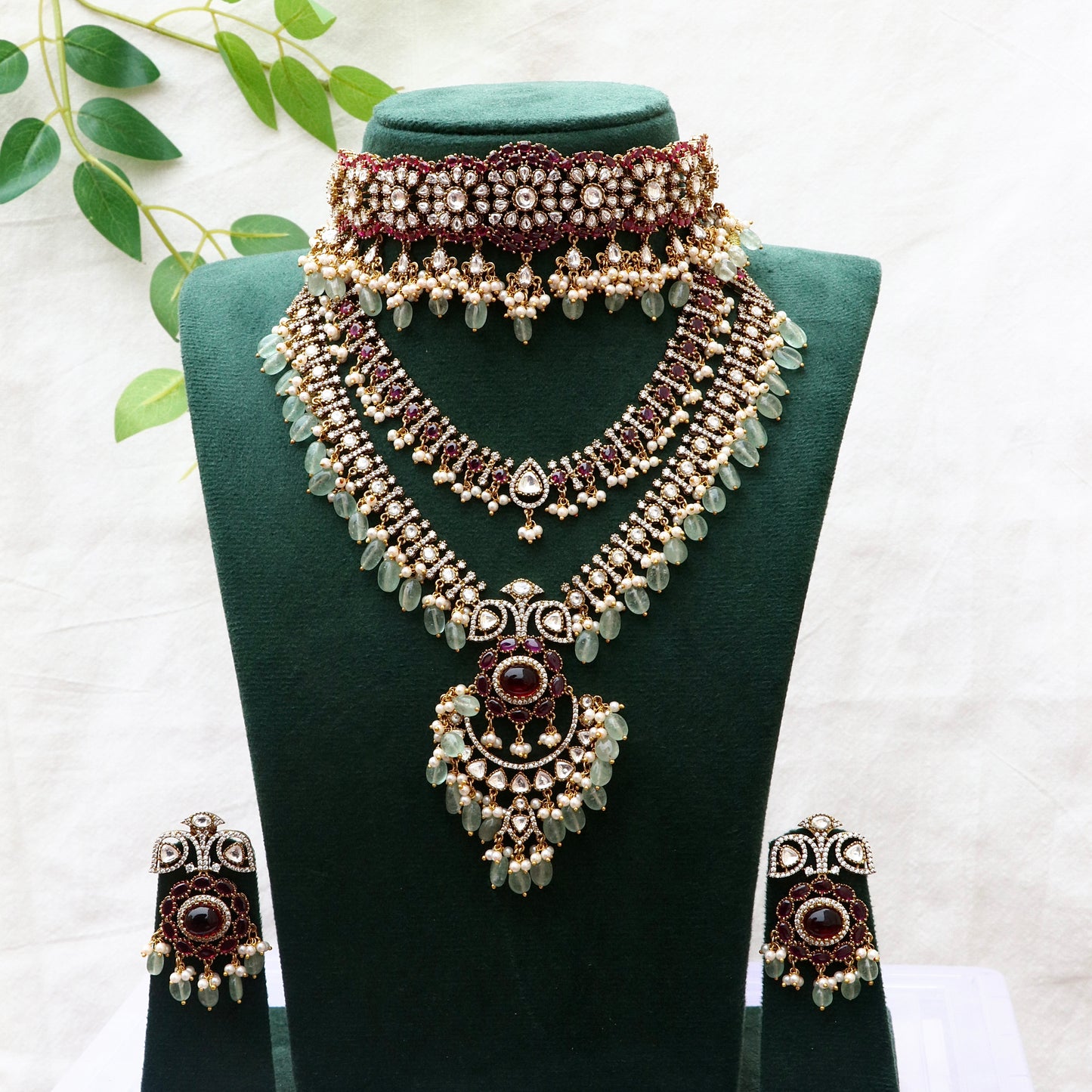 Prapti Moissanite Polki Kundan Bridal Combo Set / Short / Long Set