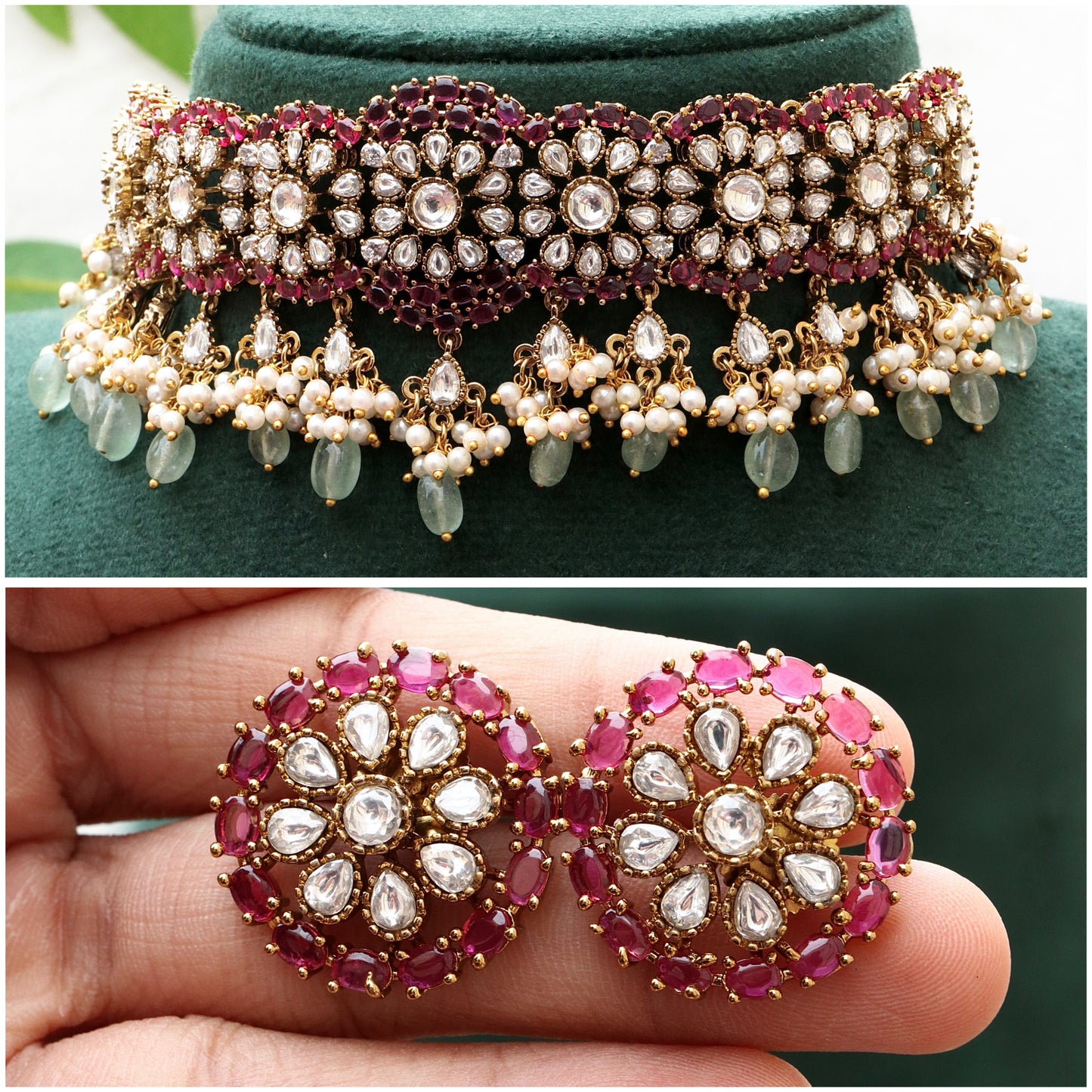 Prapti Moissanite Polki Kundan Bridal Combo Set / Short / Long Set
