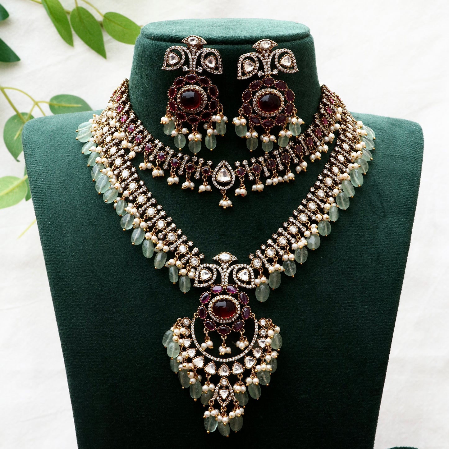 Prapti Moissanite Polki Kundan Bridal Combo Set / Short / Long Set