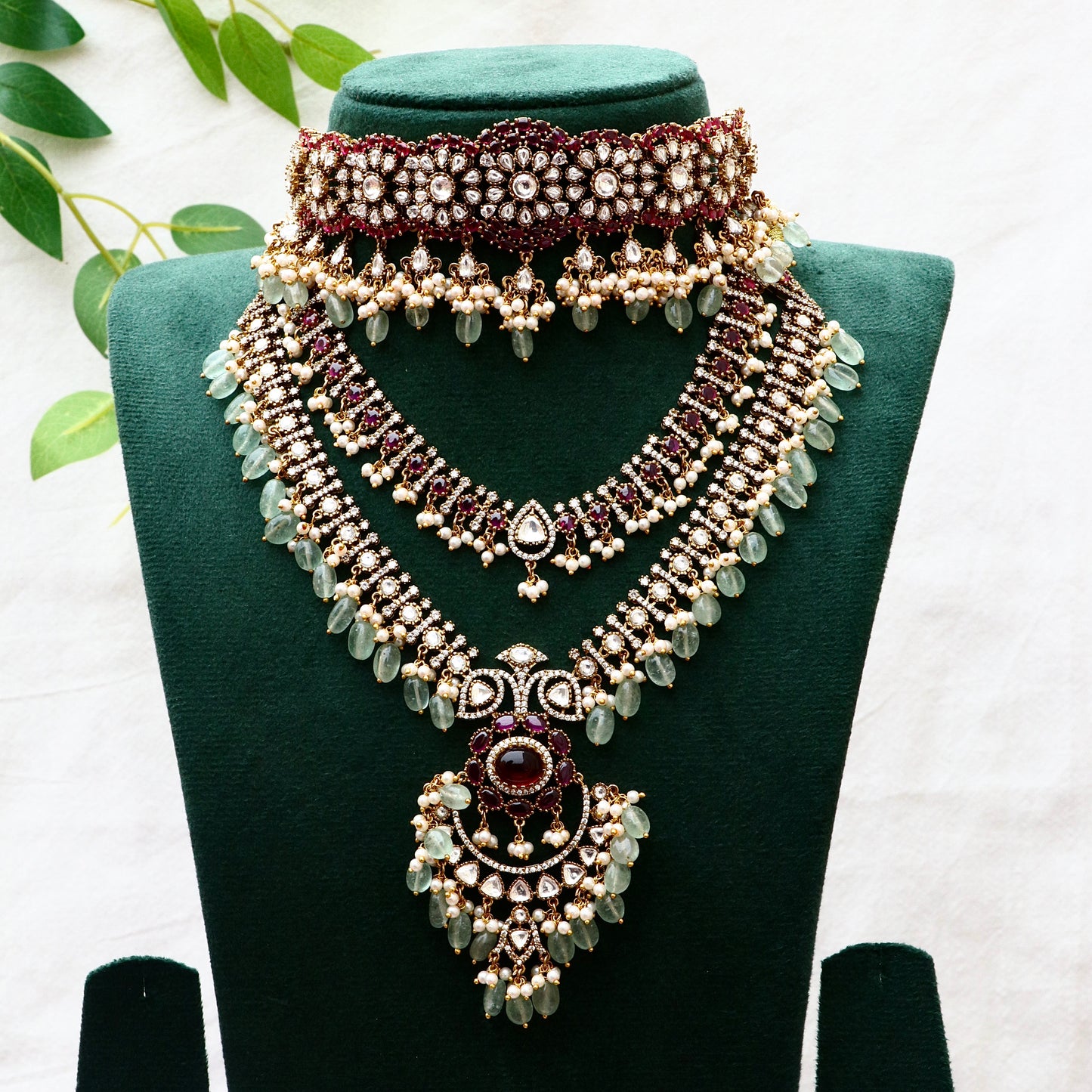 Prapti Moissanite Polki Kundan Bridal Combo Set / Short / Long Set