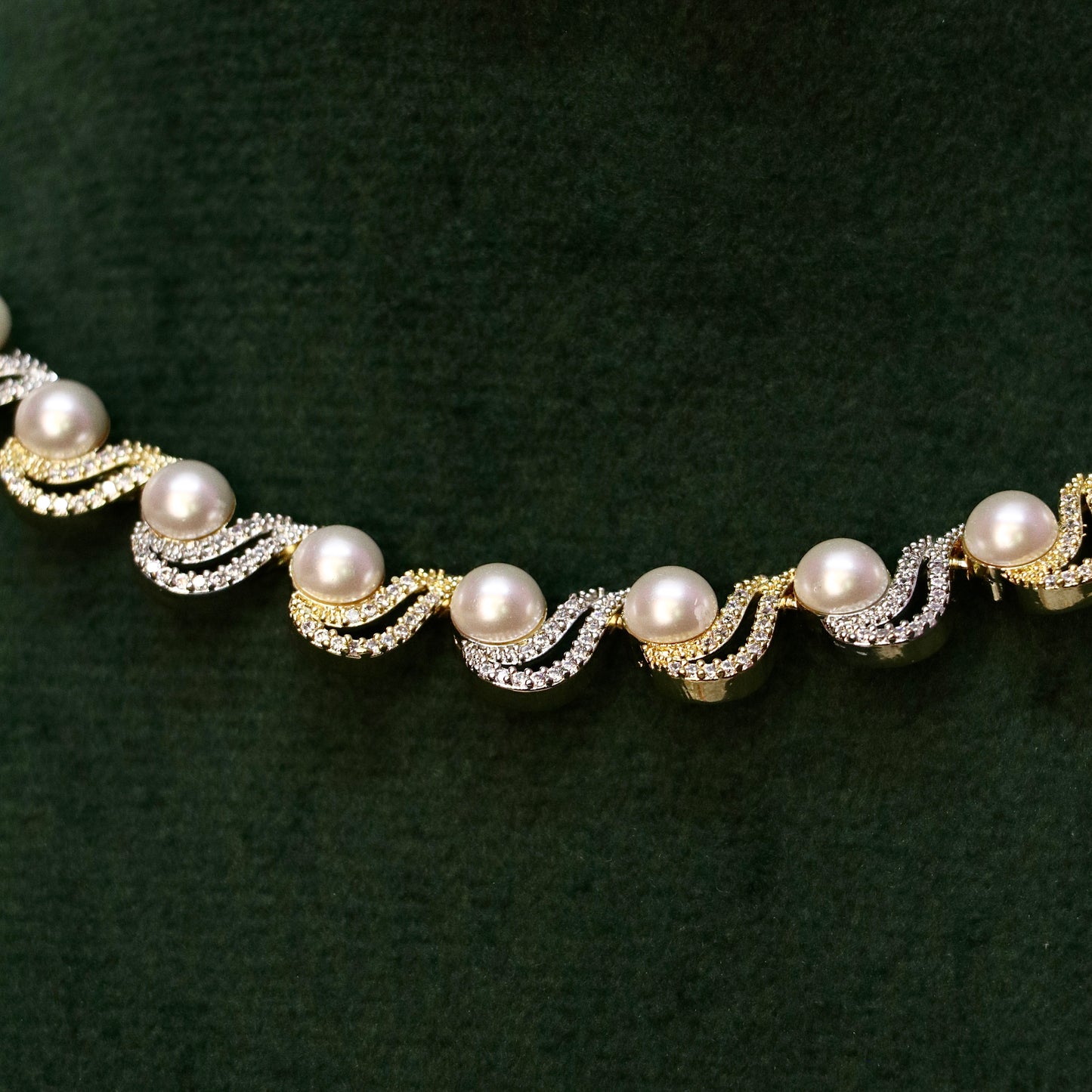 Silver Finish Pearl Designer Necklace