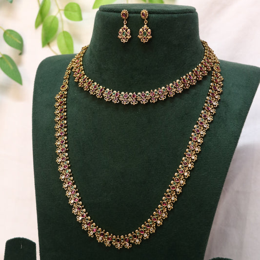 Bridal Simple Set Combo Necklace - Short / Long Necklace