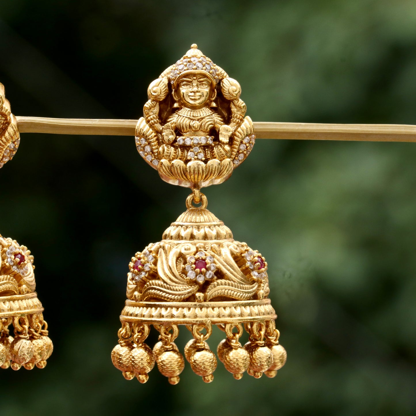 Bridal Golden Lakshmi Jhumkas