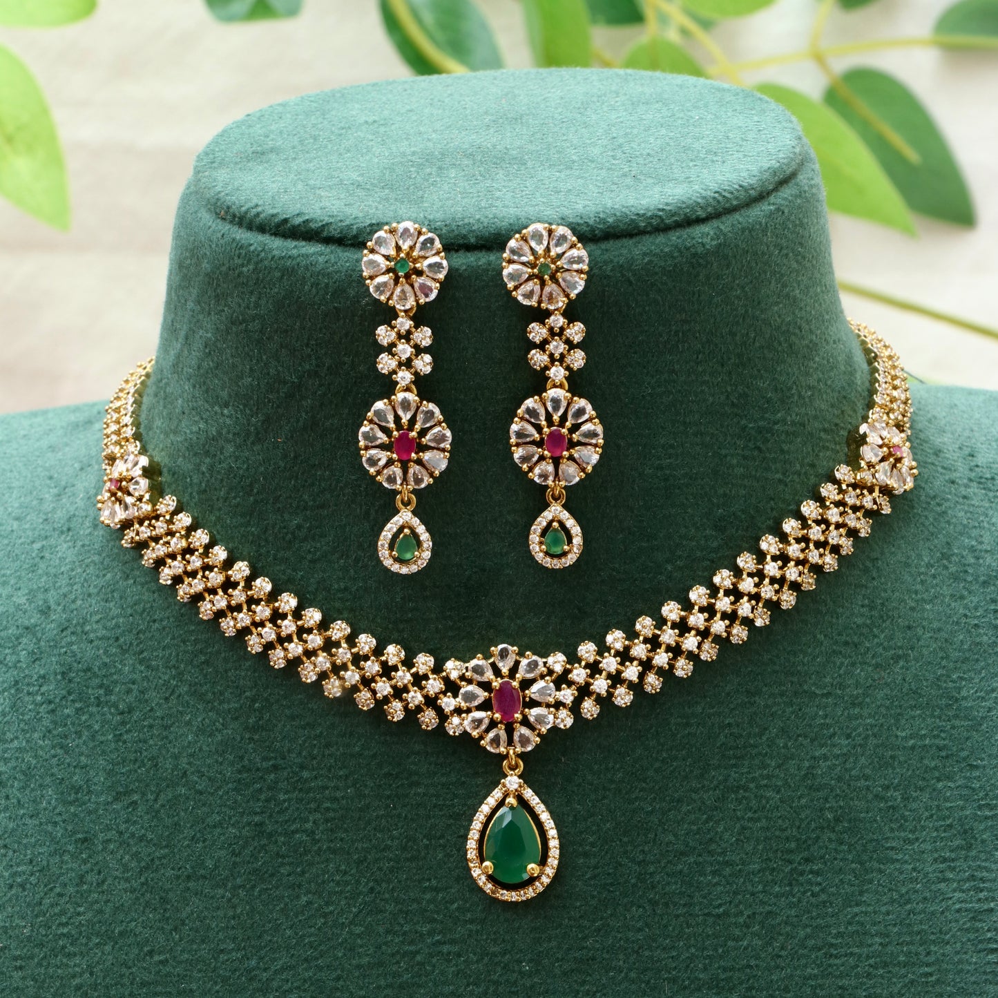 White Stone Bridal Combo Set