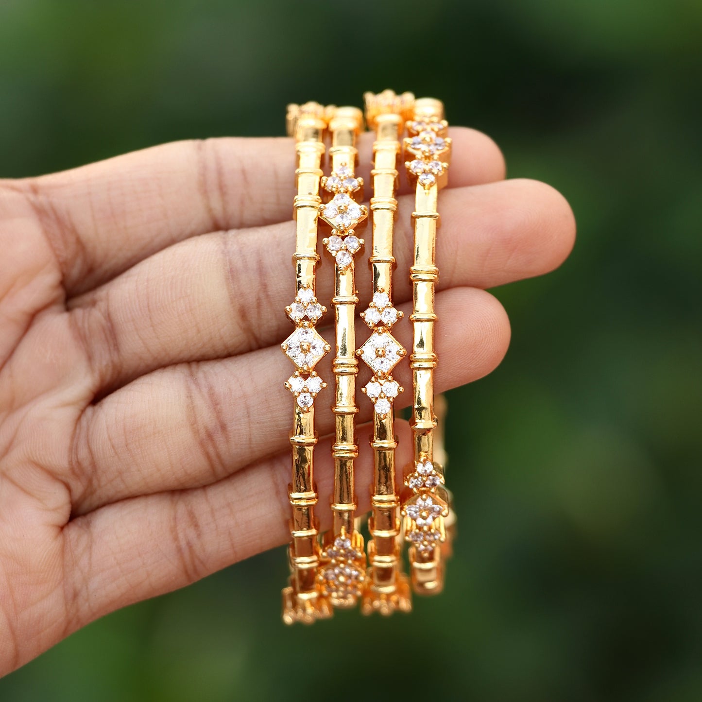 White Stone Bangles