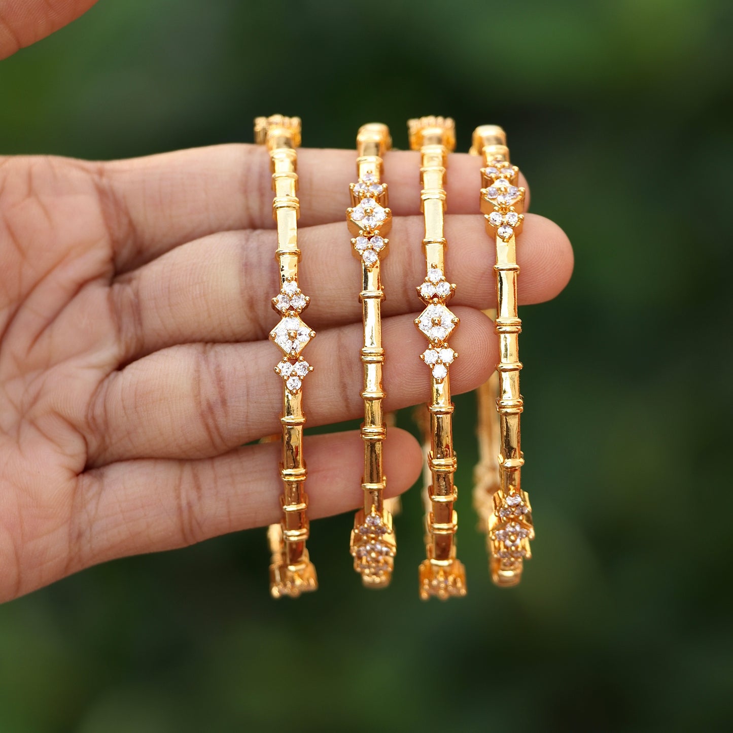 White Stone Bangles
