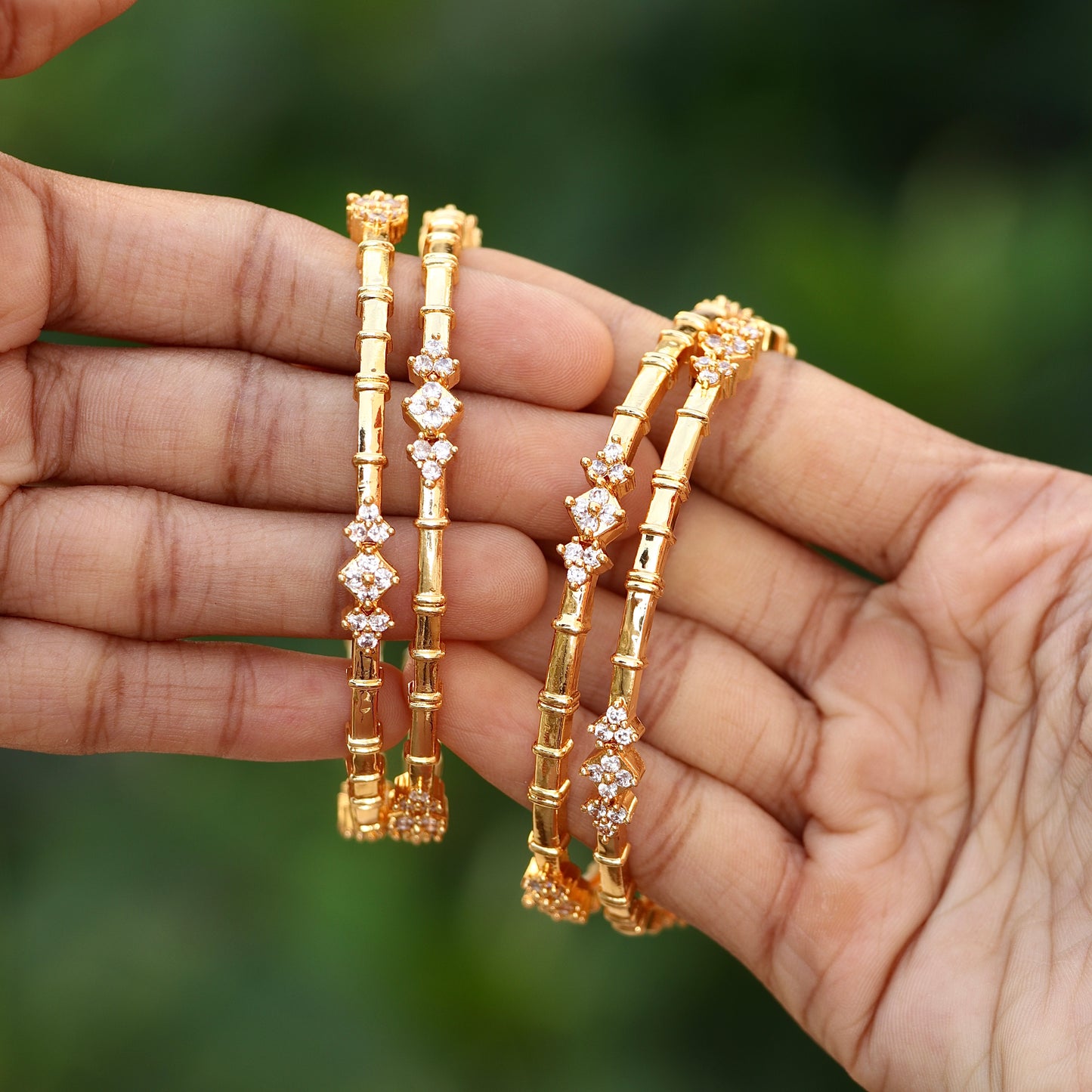 White Stone Bangles