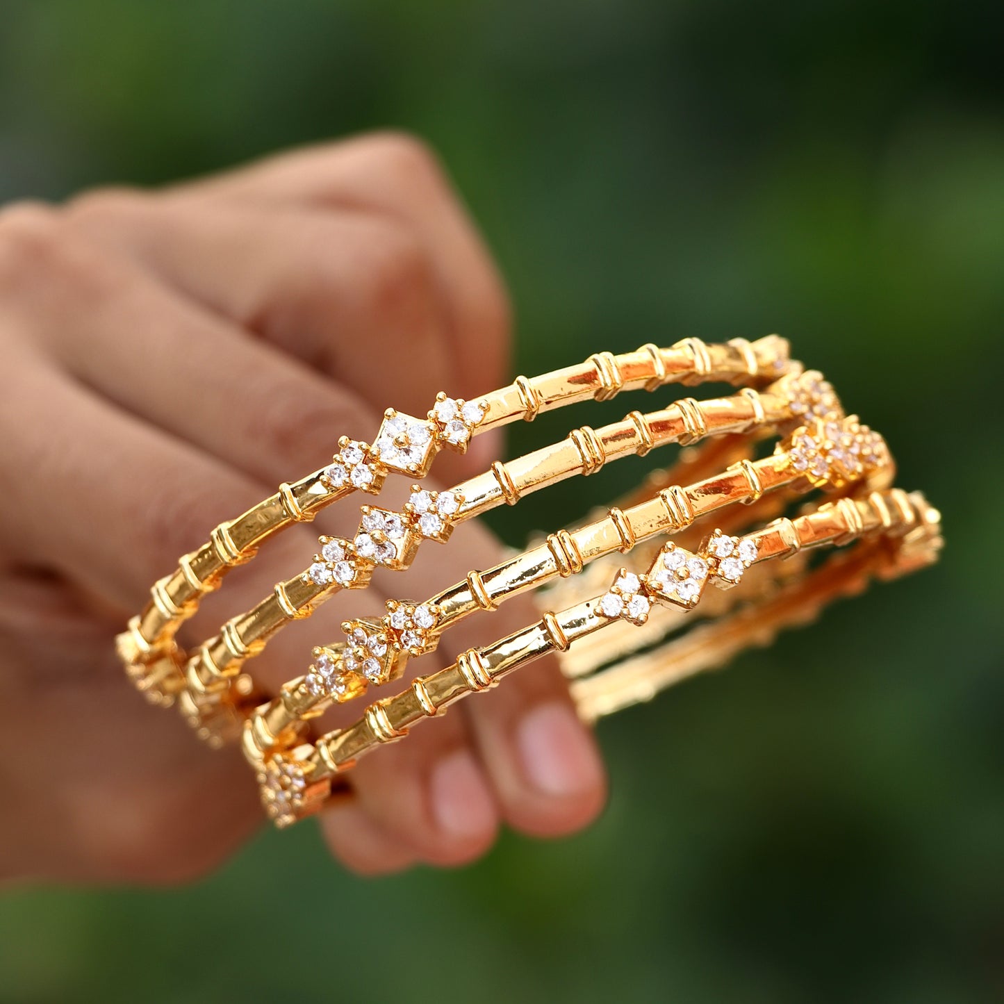 White Stone Bangles