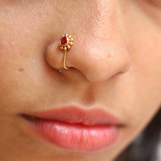 Pink Stone Nose Pin