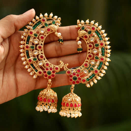 Razwada Gold Finish Ear-Cuff Jhumkas