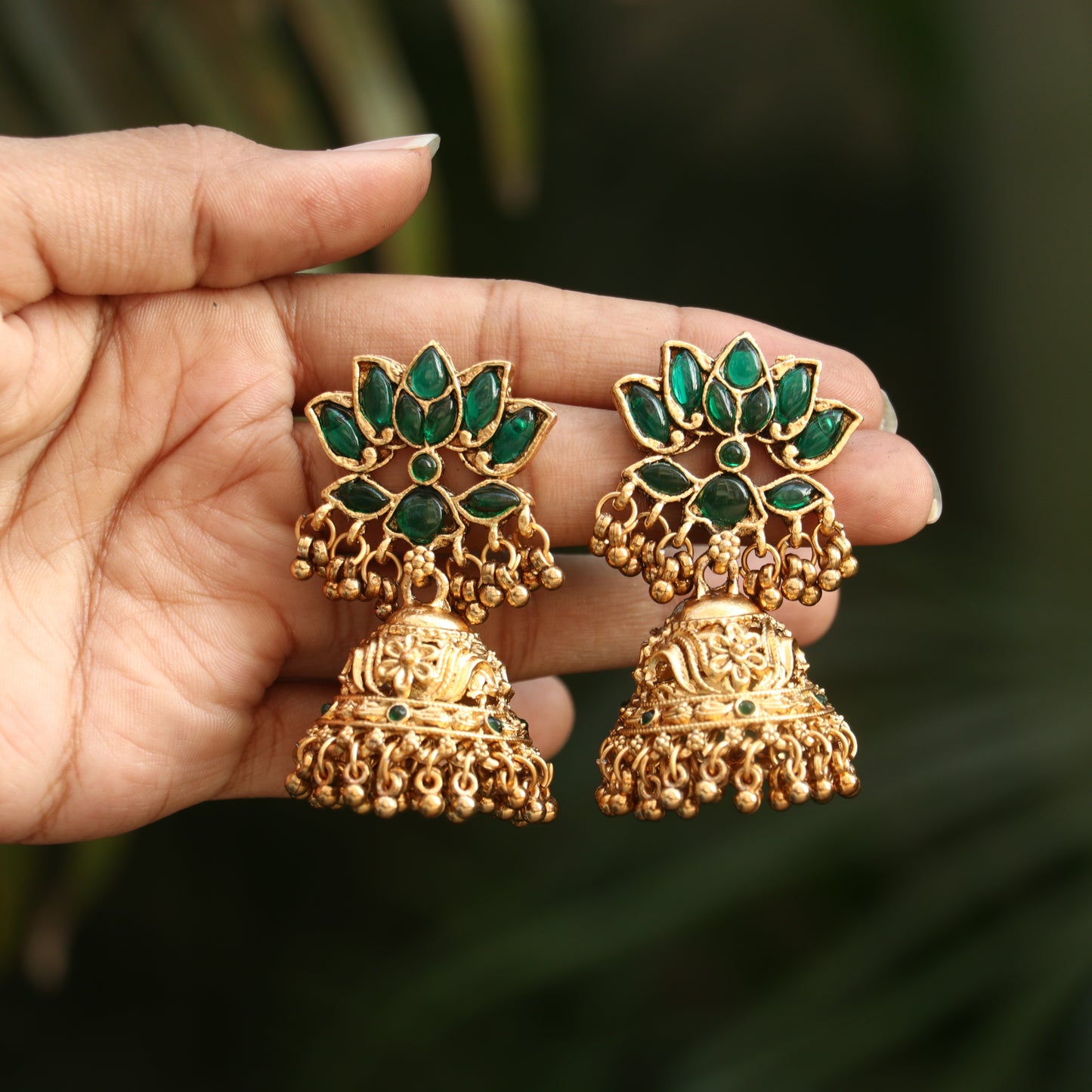 Antique Lotus Jhumkas