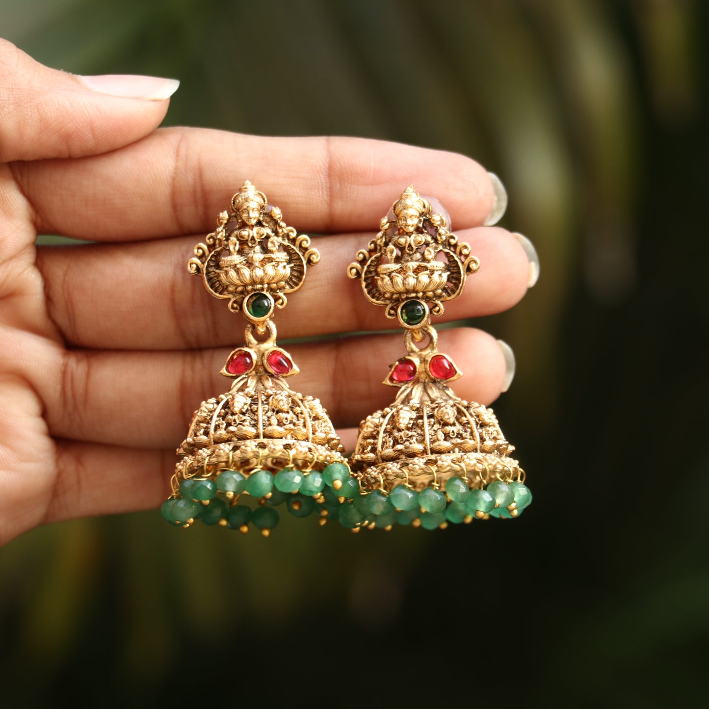 Antique Lakshmi Jhumkas with Ear Chain
